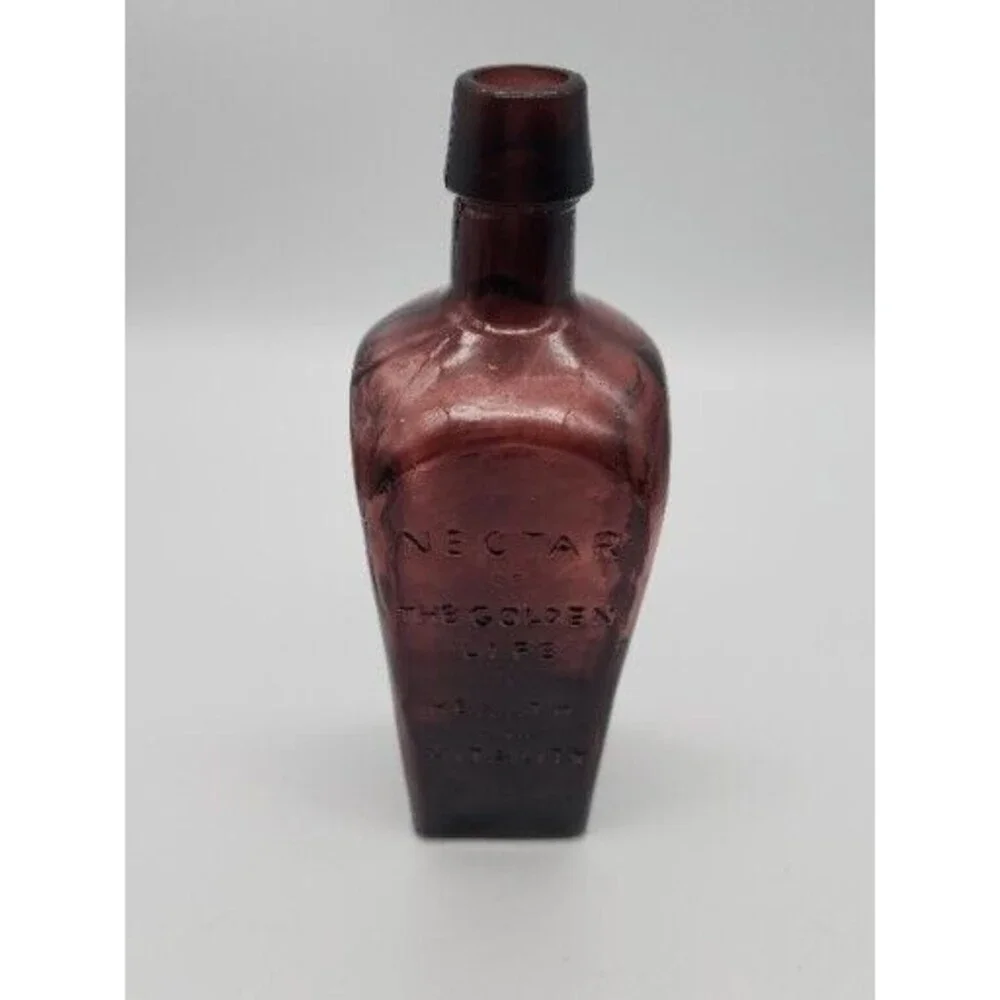 Vtg Straub Hullers Elixir Tree of Life Health Purple Amethyst Glass 8